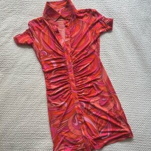 70s inspired collared mini dress